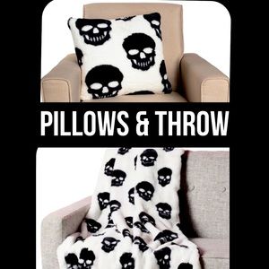 NWT Cynthia Rowley Curious Faux Fur Pillow & Throw Set Halloween Witchy Gothic